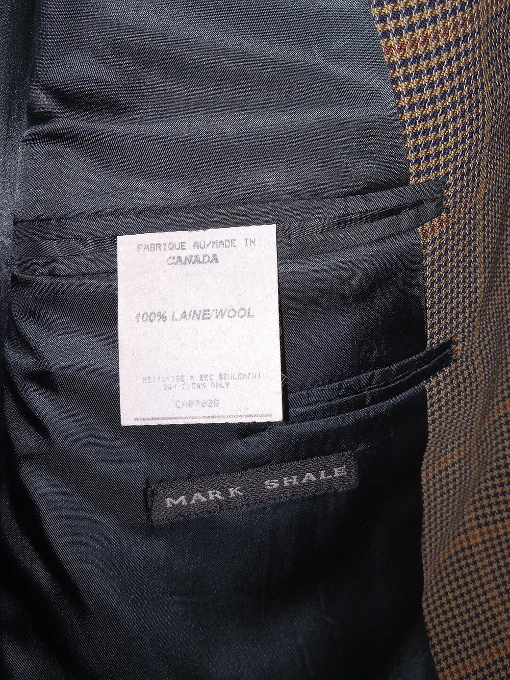 Mark Shale 42S Wool Blazer Sport Coat Brown Houndstooth Windowpane Plaid Classic